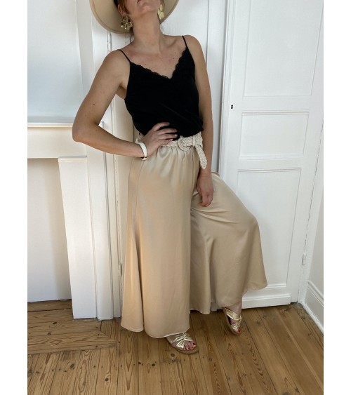 Pantalon beige satiné