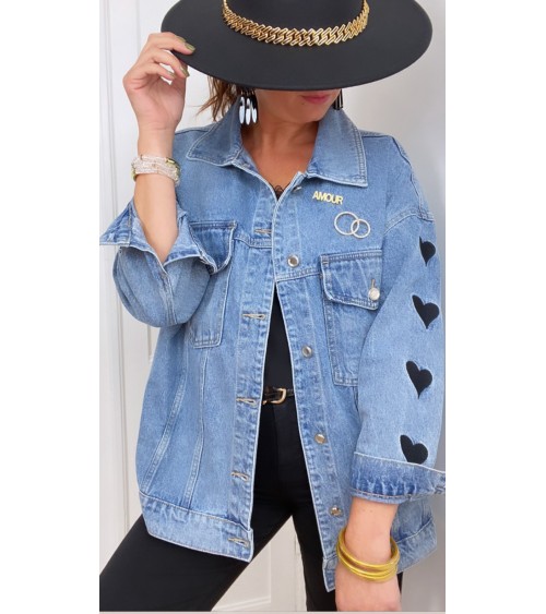 Carly: veste en jean coeur