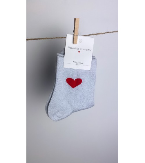 Chaussettes COEUR grises à...